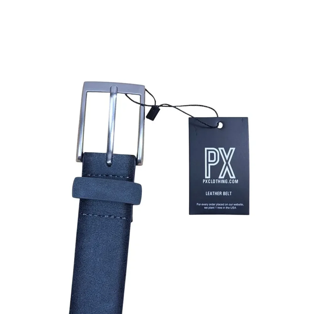 PX‎ Clothing Mens 100% Leather Belt Size 32 Grey 5 Holes 1BT3162M NWT
